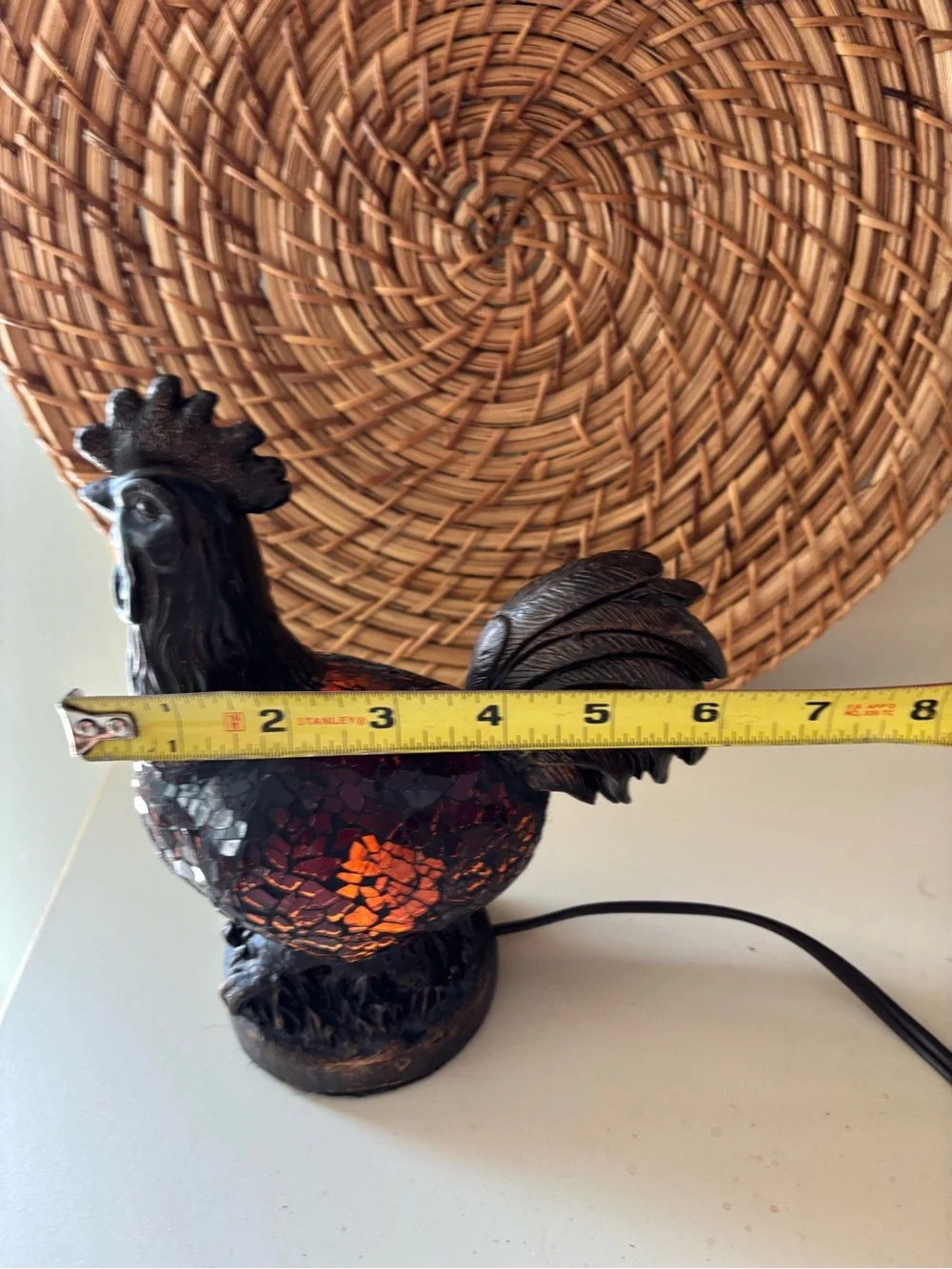 Vintage Mosiac Glass Brown Chicken Rooster Night Light Table Desk Accent Light